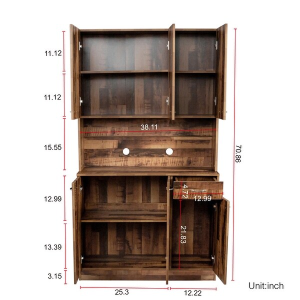 70.87 Tall Wardrobe and Kitchen Cabinet with 6-Doors