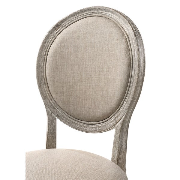 Faustine Side Chair, Tan Fabric & Salvaged Light Oak Finish - Overstoc