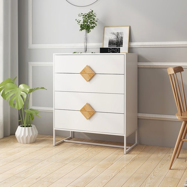 Square Handle Design With 4 Drawers Bedroom Furniture - 31.5*15.75*37.