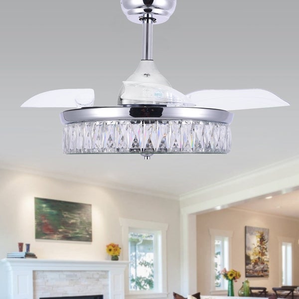 Belladepot 42 Gold Crystal Ceiling Fan with Retractable Blades