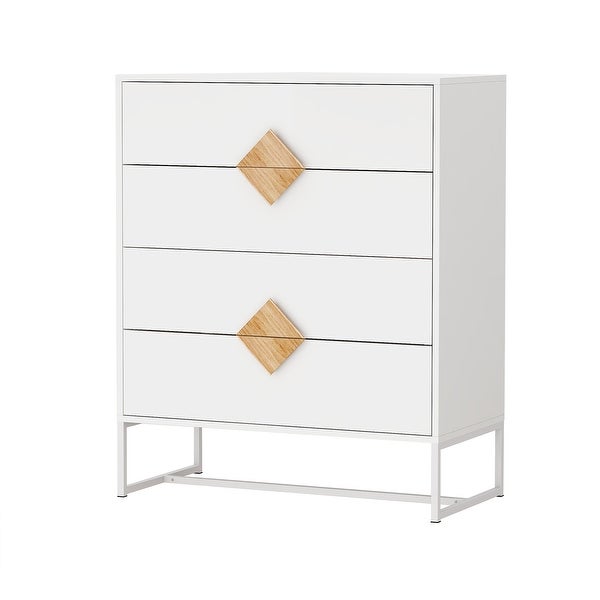 Square Handle Design With 4 Drawers Bedroom Furniture - 31.5*15.75*37.