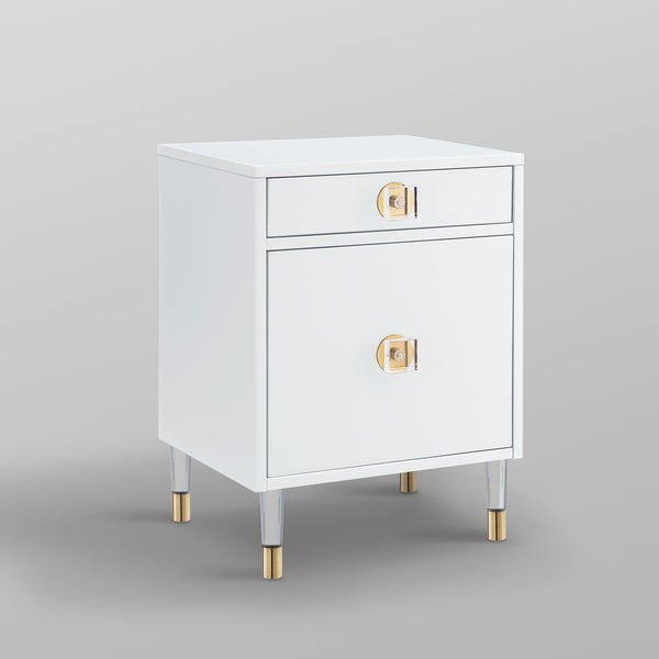 Nicole Miller Tiffany High Gloss 1-drawer Nightstand with Acrylic Legs