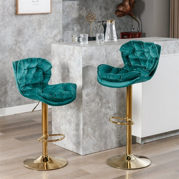 Swivel Velvet Counter Height Adjustable Dining Barstools(Set of 2) - O