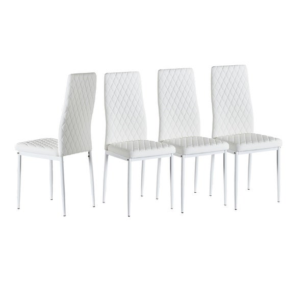 Dining Chair Leather Diamond Grid Pattern Home Conference Chair Set Of