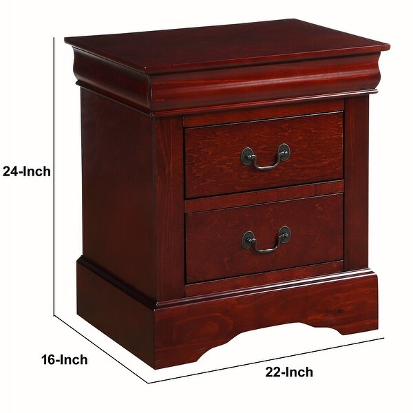 Traditional 2 Drawers wood Nightstand By Louis Philippe III, Brown - -