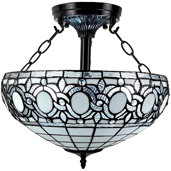 Tiffany Style Semi-flush Mount Ceiling Fixture Amora Lighting - Overst