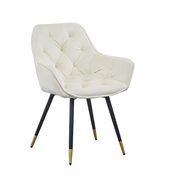 Alix 25 Inch Modern Dining Chair, Button Tufted, Set of 2, White, Blac