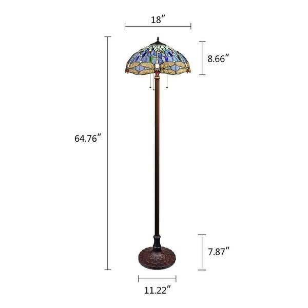 Tiffany-Style Dragonfly Design Dark Bronze Floor Lamp - Dark Bronze -