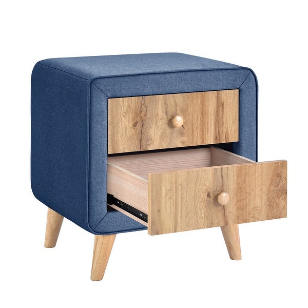 Upholstered Wooden Nightstand with 2 Drawers - - 36784060