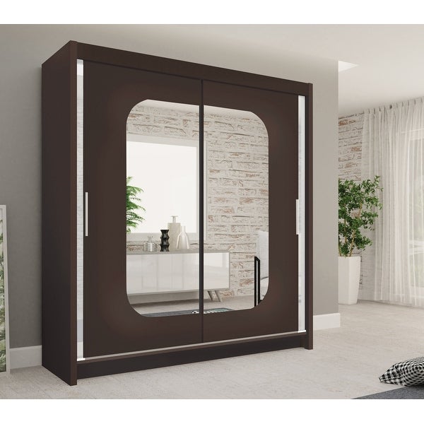 Manchester Modern Wooden Wardrobe - Armoire with Mirror - 59 Inch Wide