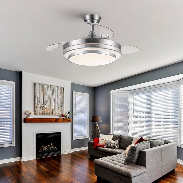 42 Retractable Ceiling Fan Light with Remote Control | Overstock.com S