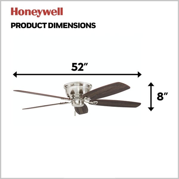 Honeywell Glen Alden 52 Brushed Nickel Low Profile Hugger Ceiling Fan