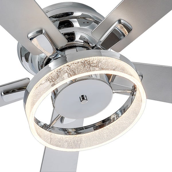 52-IN Chrome LED Ceiling Fan with Light Kit with Pull Chain (5 blade)