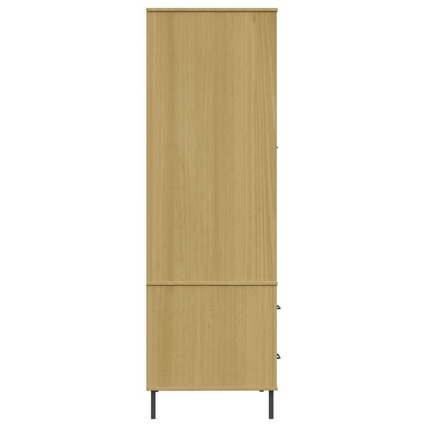 vidaXL Solid Wood Pine Wardrobe with Metal Legs OSLO Armoire Multi Col