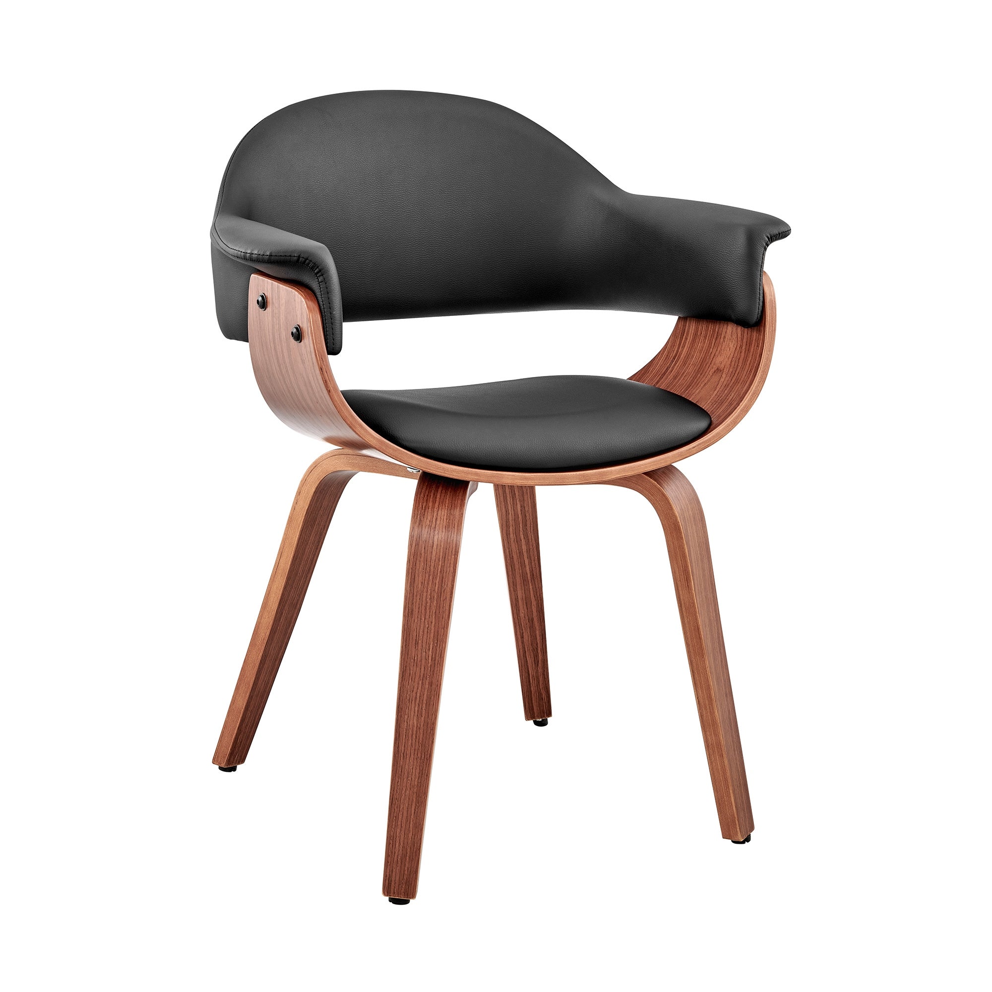 Leatherette Dining Chair with Curved Seat, Black and Brown - Overstock