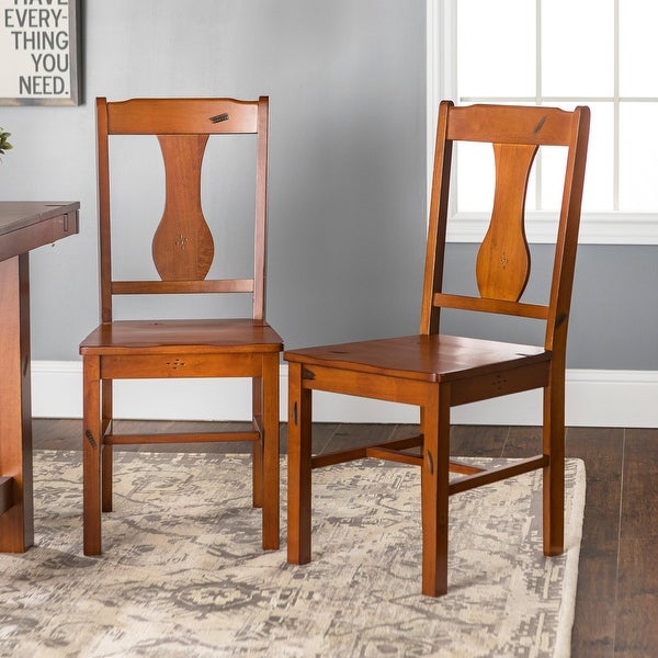 Rocky Hill 2-Piece Solid Wood Dining Chairs - Dark Oak - Overstock - 3