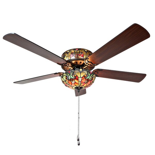 Tiffany Style Stained Glass Halston Ceiling Fan - Spice - 52L x 52