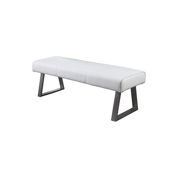 Somette Amelia White Air PU Rectangular Bench - Overstock - 31109524