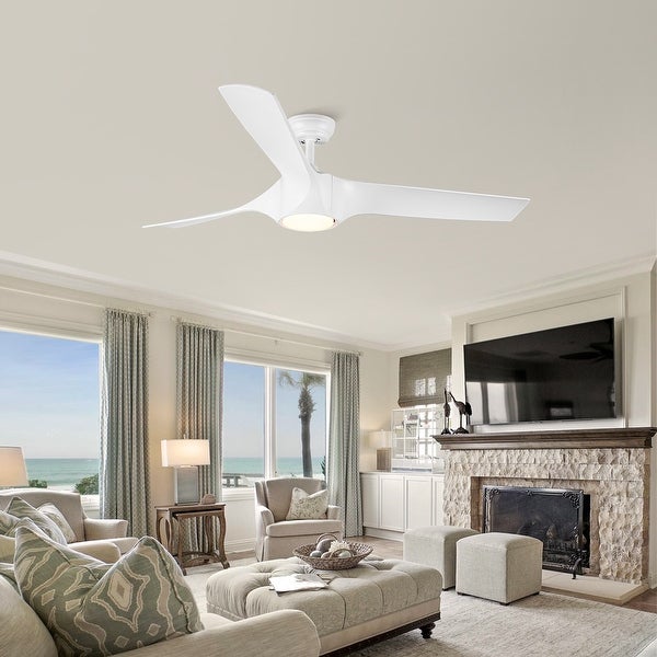 56 In.Intergrated LED Ceiling Fan with Wood Grain ABS Blade | Overstoc