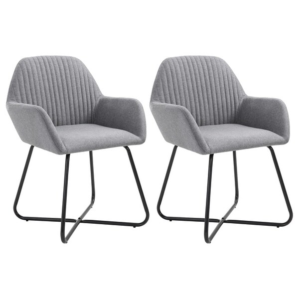 Dining Chairs 2 pcs Light Gray Fabric - Overstock - 36213394