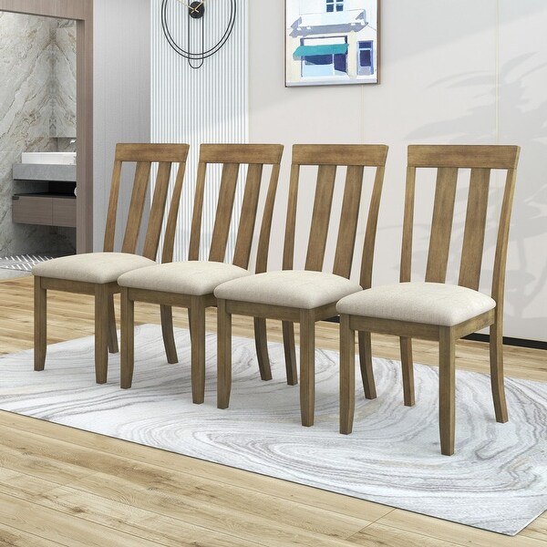 Set of 4 Dining Chairs Soft Fabric Dining Room Chairs with Seat Cushio