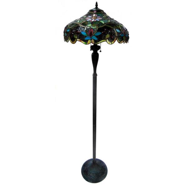 Tiffany Style Victorian Design 2-light Dark Antique Bronze Floor Lamp