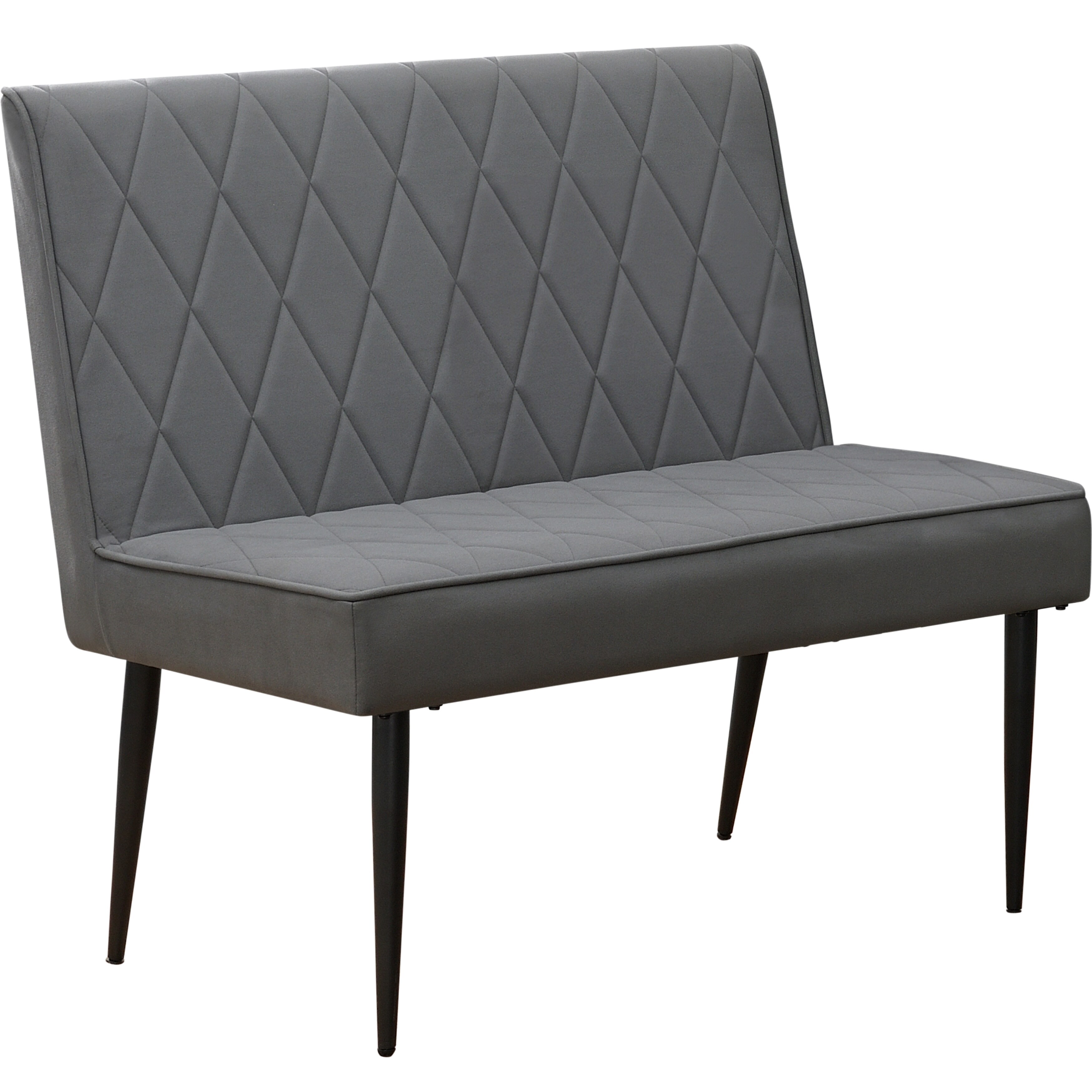 Diamond Quilted Grey Upholstered Dining Bench with Metal Legs - Overst