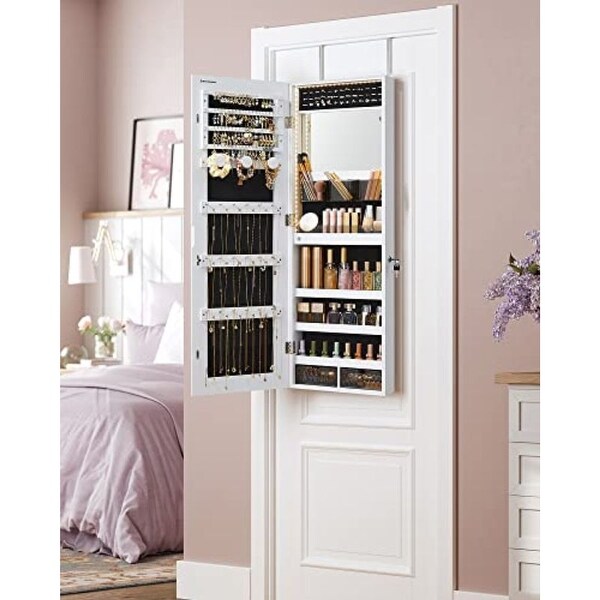 Jewelry Armoire Organizer with LED Lights - White - 14.8L x 3.8