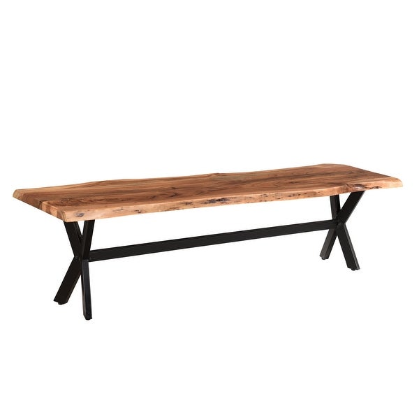 Sienna 69 Live Edge Wood X-leg Dining Bench - Overstock - 36058505