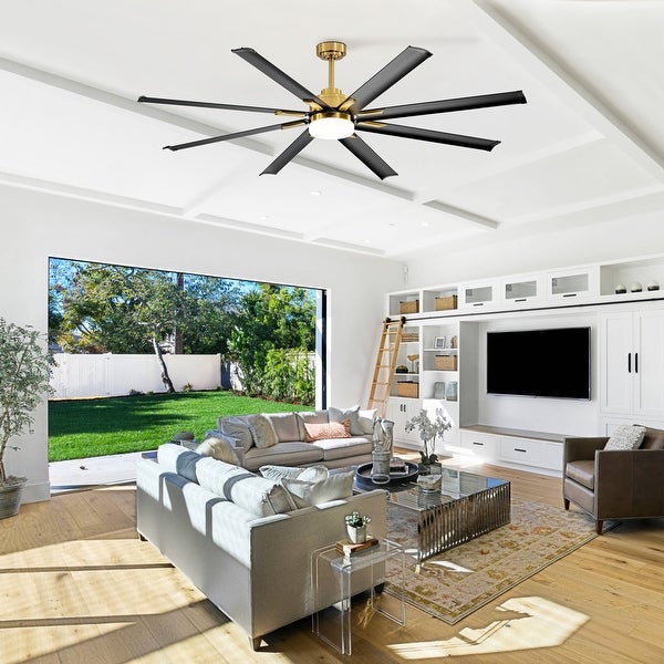 72 Gold LED Ceiling Fan with Light Kit and Remote(8-blade) | Overstock