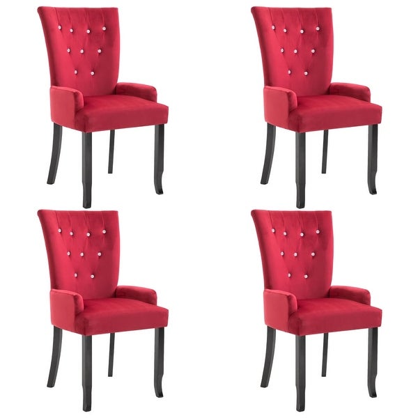 Dining Chair with Armrests 4 pcs Red Velvet - Overstock - 37348973