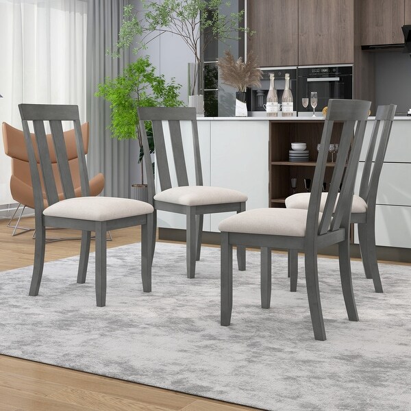 Set of 4 Dining Chairs Soft Fabric Dining Room Chairs with Seat Cushio