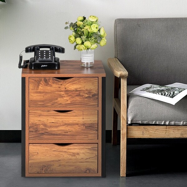 Steel Frame Wooden Nightstands With Drawers - - 35510923