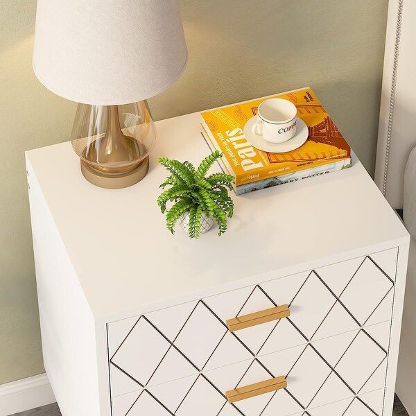 Nightstand, Bedside Table with 3 Drawers - - 36854670