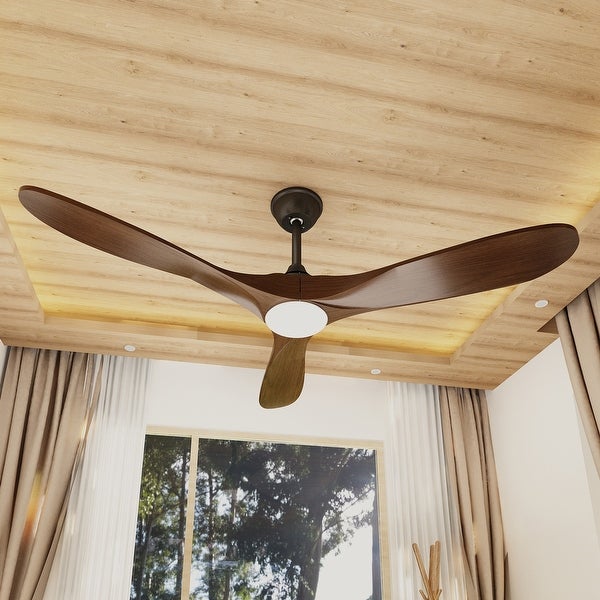 FAMAPY 60 LED Light 3-Blades Wood Ceiling Fan with Remote Control