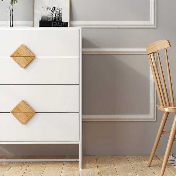 Square Handle Design With 4 Drawers Bedroom Furniture - 31.5*15.75*37.