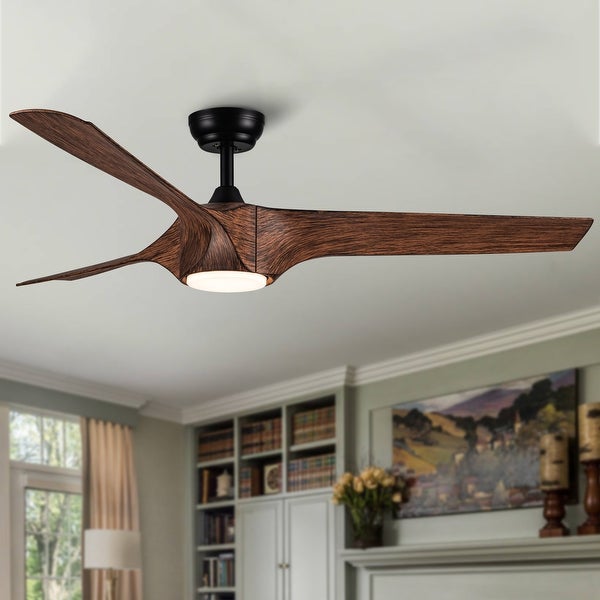 56 In.Intergrated LED Ceiling Fan with Wood Grain ABS Blade | Overstoc