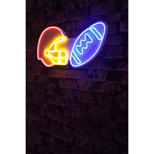 21 Novelty NFL Football Gear Led Neon Sign Blue Football Wall Décor -