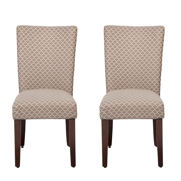 Quatrefoil Diamond Pattern Fabric Upholstered Chair with Wooden Legs,