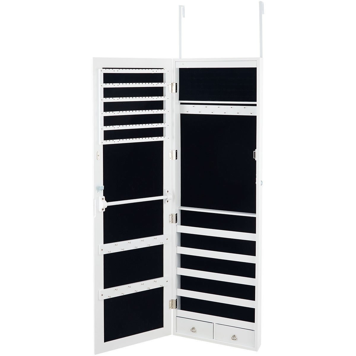 Wall Mounted Lockable Mirror Jewelry Cabinet with LED Light - 4.5 x 3.