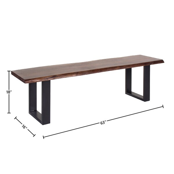 Jessore Handmade Live Edge Acacia Wood & Iron Dining Bench - Overstock