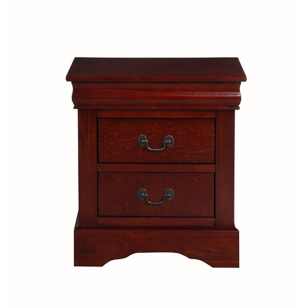 Traditional 2 Drawers wood Nightstand By Louis Philippe III, Brown - -