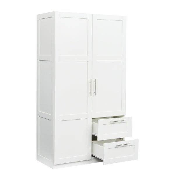 High Wardrobe Kitchen Cabinet with 2 Doors and 2 Drawers - - 35682211