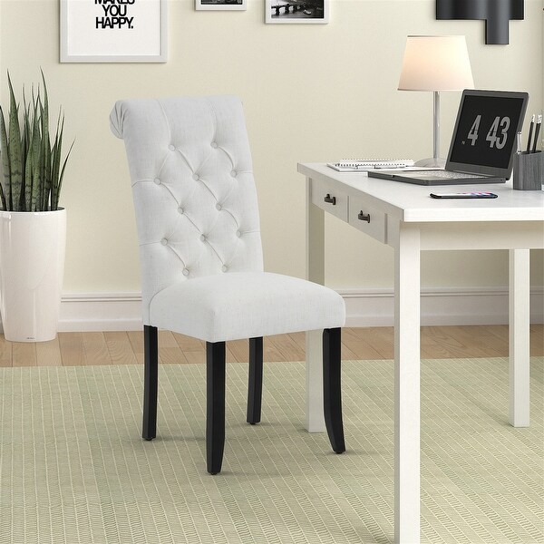 Fabric Tufted Dining Chair with Wooden Legs (Set of 2) - Overstock - 3