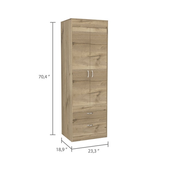 2-Drawer Armoire Smokey Oak and White with Two Bottom Drawers (Each Fr