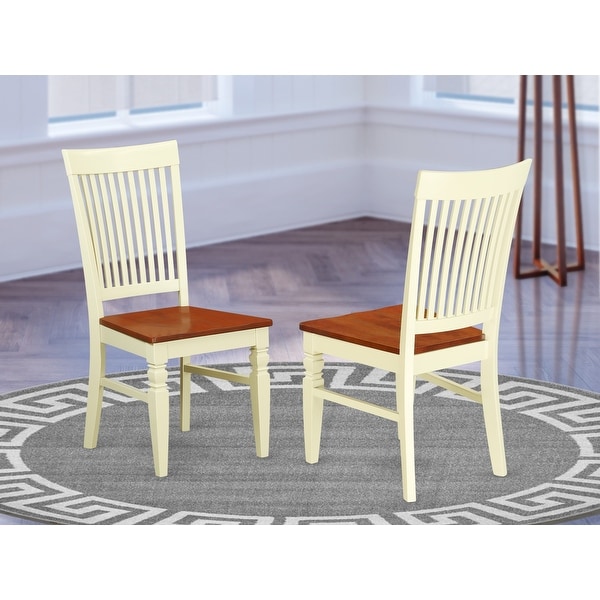 East West Furniture - Set of 2 Dining Room Chairs - Wooden Seat and Sl