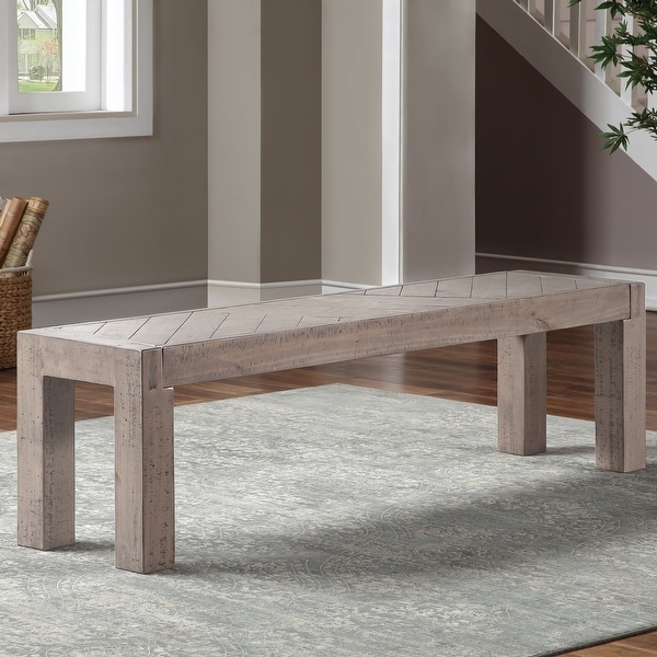 The Gray Barn Aubree Reclaimed Wood Weathered Gray Dining Bench - Over