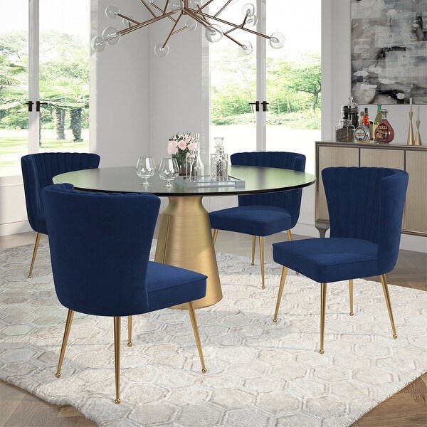 Sansa Velvet Upholstered Dining Accent Chair with Brushed Angled Legs