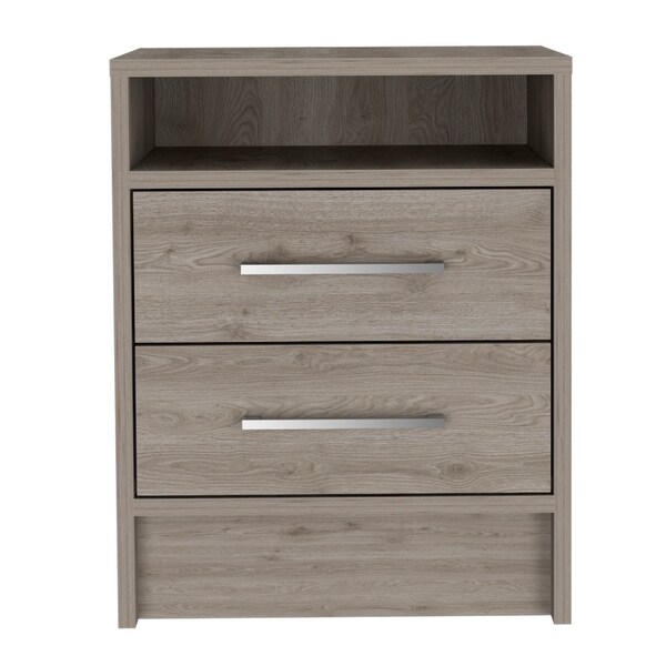 Minimalist Nightstand with 2-Drawer 1-Shelf, Superior Top, Bedside Tab