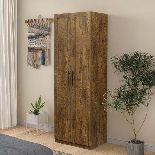 70Height Wood Closet with 2 Door and 4-Tier Inside